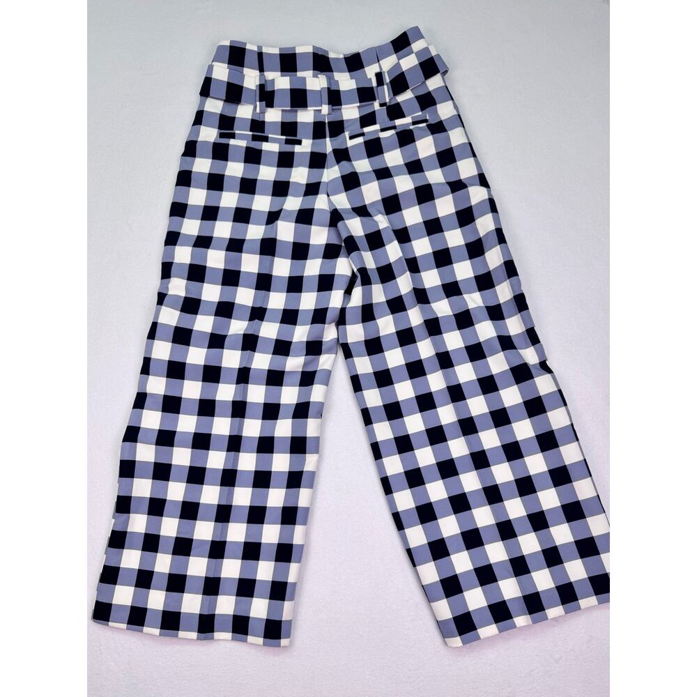 NWT New York&Company The Madie Crop Pant Blue Gingham Smoothing Wide Leg Size 0 - Picture 3 of 10